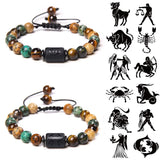 Zodiac Constellation Bracelet Natural Stone Woven Jewelry Gift