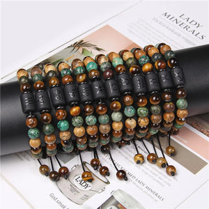 Zodiac Constellation Bracelet Natural Stone Woven Jewelry Gift