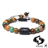 Zodiac Constellation Bracelet Natural Stone Woven Jewelry Gift