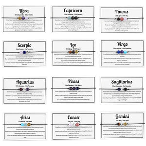 Zodiac Constellation Stone Bead Bracelet Rope Charm Bracelets