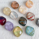 12-Color Water Wave Resin Diamond Ear Studs Hair Clip Patch