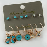 12-Piece Cat Cabochons Ring Earrings Set