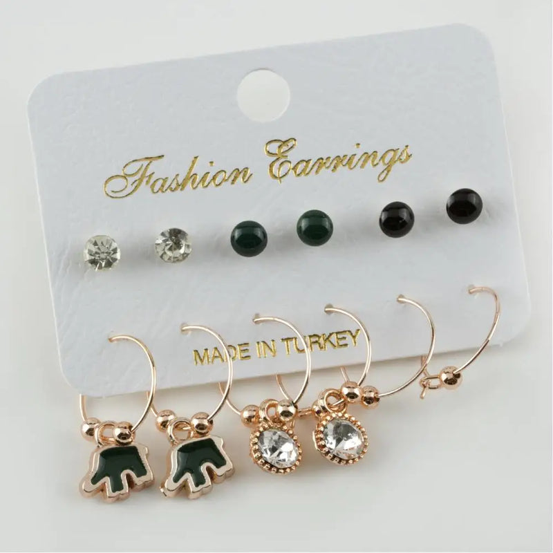 12-Piece Elephant Cabochons Ring Earrings Set
