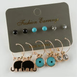 12pcs Elephant Cabochons Ring Earrings Set
