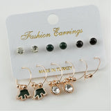 12-Piece Elephant Cabochons Ring Earrings Set