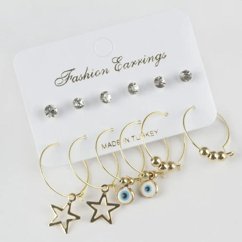 12pc Enamel CZ Hoop Earrings Set