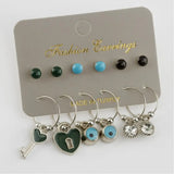 Heart Lock Cabochons Set: Ring & Earrings