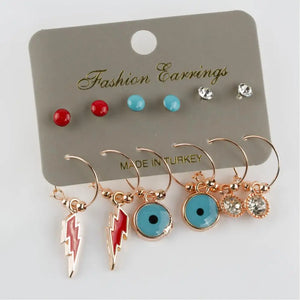 12 pcs Lightning Figured Cabochons Ring Earrings Set
