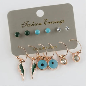 Lightning Figured Cabochons Set - Ring Earrings Combo