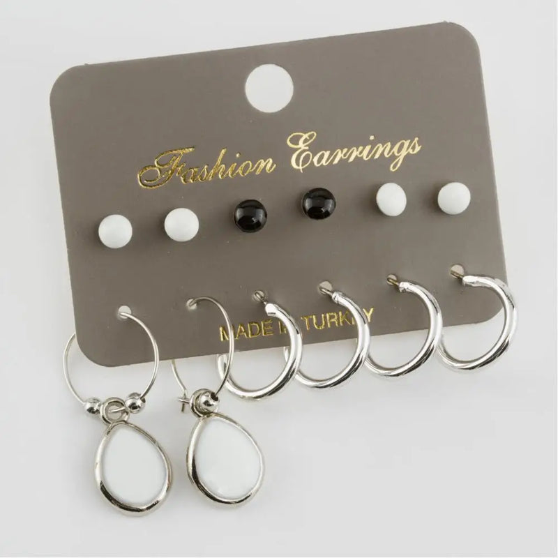 Oval Cabochons Ring Earrings Set of 12