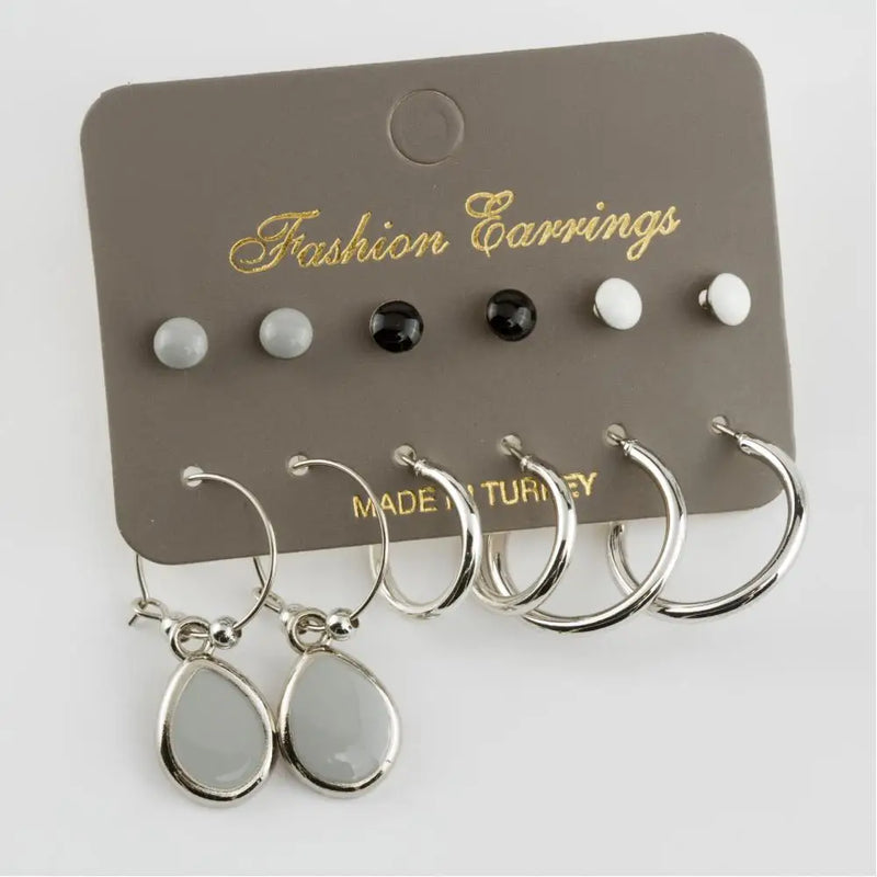 Cabochons Ring Earrings Set - Oval