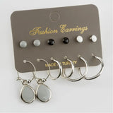 Cabochons Ring Earrings Set - Oval