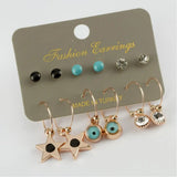 12pc Star Figured Cabochons Ring Earrings Set