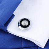 12mm D Initial Alphabet Letter Cufflinks Round Men's Enamel Cuff Links