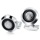 12mm D Initial Alphabet Letter Cufflinks Round Men's Enamel Cuff Links