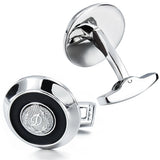12mm D Initial Alphabet Letter Cufflinks Round Men's Enamel Cuff Links