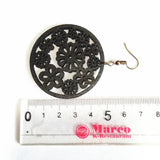 12 pair Laser Cut Wooden Earrings Heart Hoop Flowers Ancient Bronze Ear Hooks