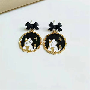 12 Pairs Bow Cat Rabbit Earrings for Women