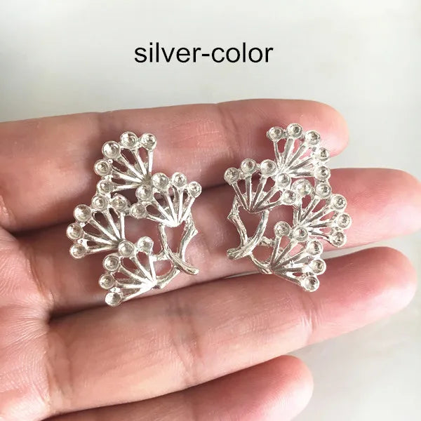 12 pcs Pine Tree Filigree Findings, 25*25mm, Gold & Silver, DIY Jewelry & Crafts