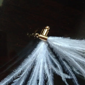 12pcs Ostrich Feather Pompon Pendant with Golden Cap for Bag Chain Earring