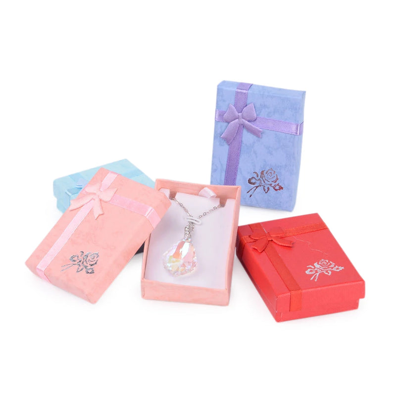 12 pcs Cardboard Jewelry Boxes Necklace Bracelet Storage with Bowknot