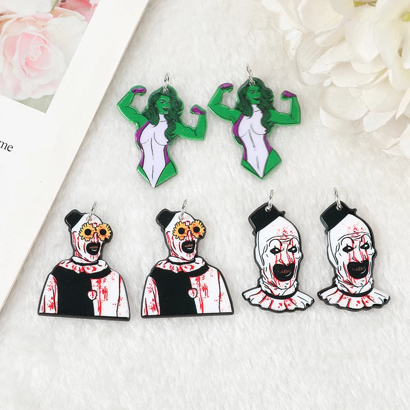 12 pcs Halloween Clown Charms Acrylic Woman Jewelry Findings