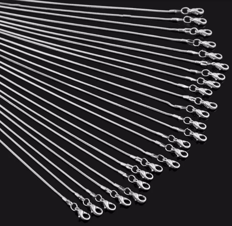 12pcs 1.2mm Snake Chain Necklace DIY Jewelry Making Lobster Clasps