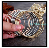 12 pcs Womens Bangles 316L Stainless Steel Silver/Gold/Rose Round Bracelets