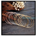 12 pcs Womens Bangles 316L Stainless Steel Silver/Gold/Rose Round Bracelets