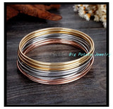 12 pcs Womens Bangles 316L Stainless Steel Silver/Gold/Rose Round Bracelets