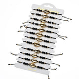 12 pcs Shell Charm Bracelets Crystal Adjustable Wristband Women Jewelry