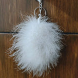 12pcs Ostrich Feather Tassel Key Chain Fluffy Pom Bag Pendant