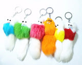 12 pcs Rabbit Fur Keyring Dog Style Keychain Bird Bag Charms Fur Key rings