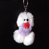 12 pcs Rabbit Fur Keyring Dog Style Keychain Bird Bag Charms Fur Key rings