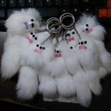 12 pcs Rabbit Fur Keyring Dog Style Keychain Bird Bag Charms Fur Key rings