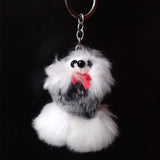 12 pcs Rabbit Fur Keyring Dog Style Keychain Bird Bag Charms Fur Key rings