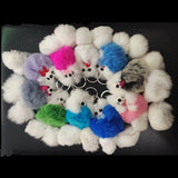 12 pcs Rabbit Fur Keyring Dog Style Keychain Bird Bag Charms Fur Key rings