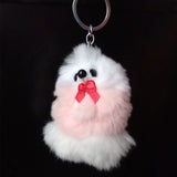 12 pcs Rabbit Fur Keyring Dog Style Keychain Bird Bag Charms Fur Key rings