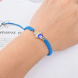 12 pcs Women Hamsa Hand Charm Bracelet Set Bohemia Rhinestone Wristband Jewelry