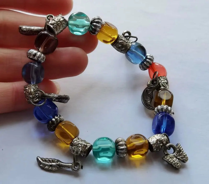 12 pcs Colorful Glass Beads Bracelet Jewelry Set