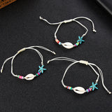 Bohemia Shell Bracelet Set Acrylic Starfish Beach Jewelry Women Bracelets