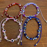 12pc Devil's Eye Crystal Beaded Lucky Protection Bracelet Set