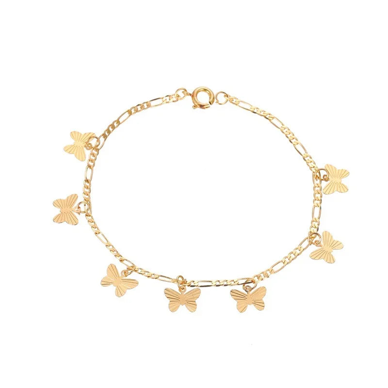 Butterfly Charms Bracelets Silver Single Layer Insect Pendant Chain Jewelry