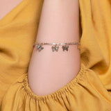 Butterfly Charms Bracelets Silver Single Layer Insect Pendant Chain Jewelry