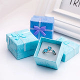 12 Paper Ring Boxes With Bow For Earrings Jewelry Case