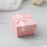 12 Paper Ring Boxes With Bow For Earrings Jewelry Case