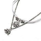 Sun Elephant Anklet Antique Silver Beads Charms Leg Foot Chain