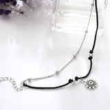 Sun Pendant Anklets Women Silver Beads Chain Ankle Bracelet