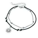 Sun Pendant Anklets Women Silver Beads Chain Ankle Bracelet