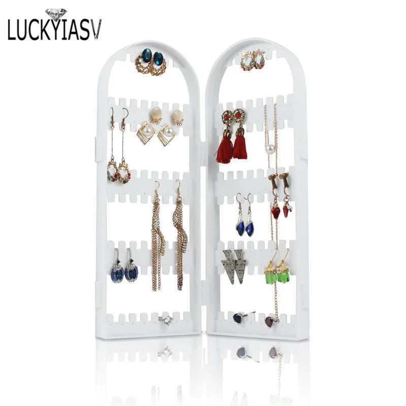 Folding Screen Plastic Earrings Studs Display Rack